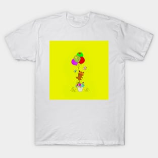 Flying Kitten and Balloons T-Shirt